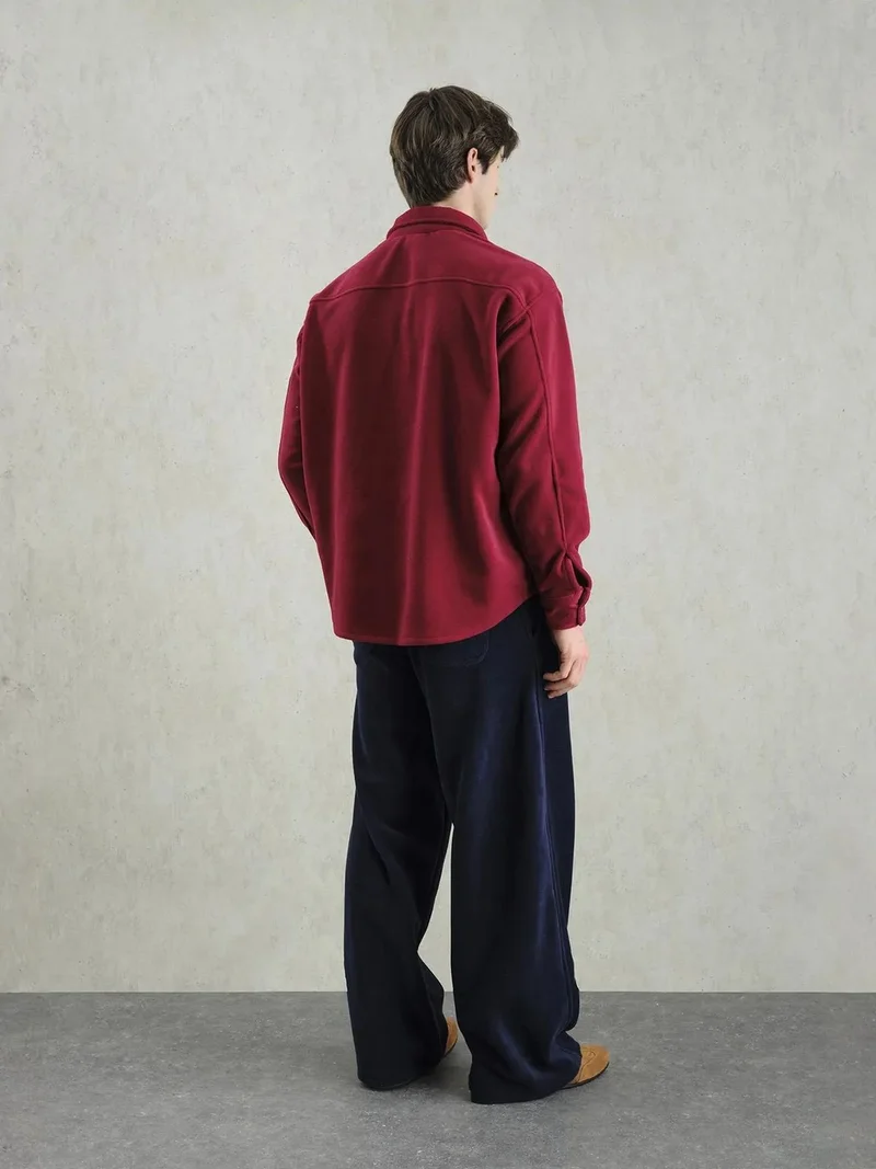 جيستو GIESTO Oversized Plush Shirt with Snap Closure